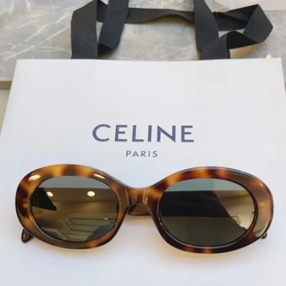 Celine Brown Tortoise Shell Sunglasses - Picture 1 of 9